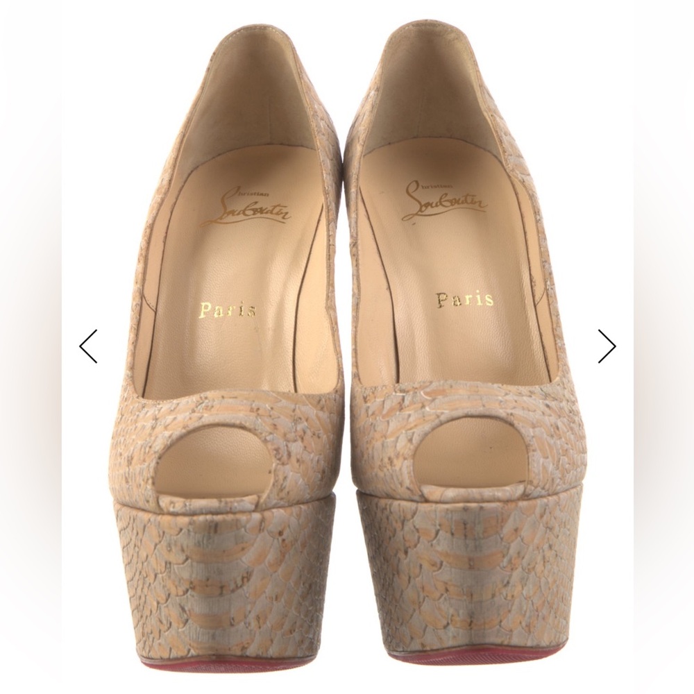 Christian Louboutin Textured Tan Heels - Picture 2 of 4